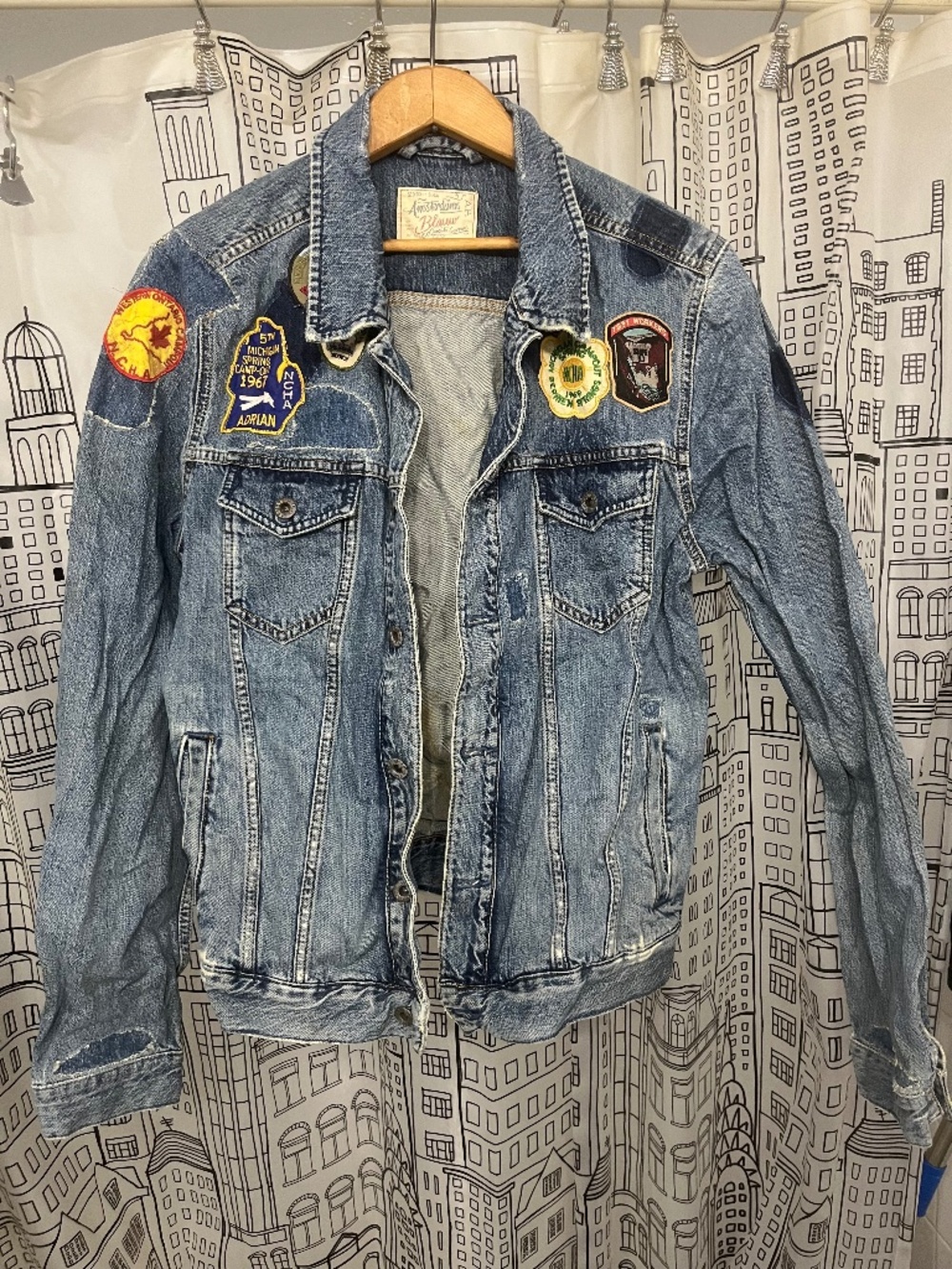 Scotch& Soda vintage distress patchwork denim jacket size large
